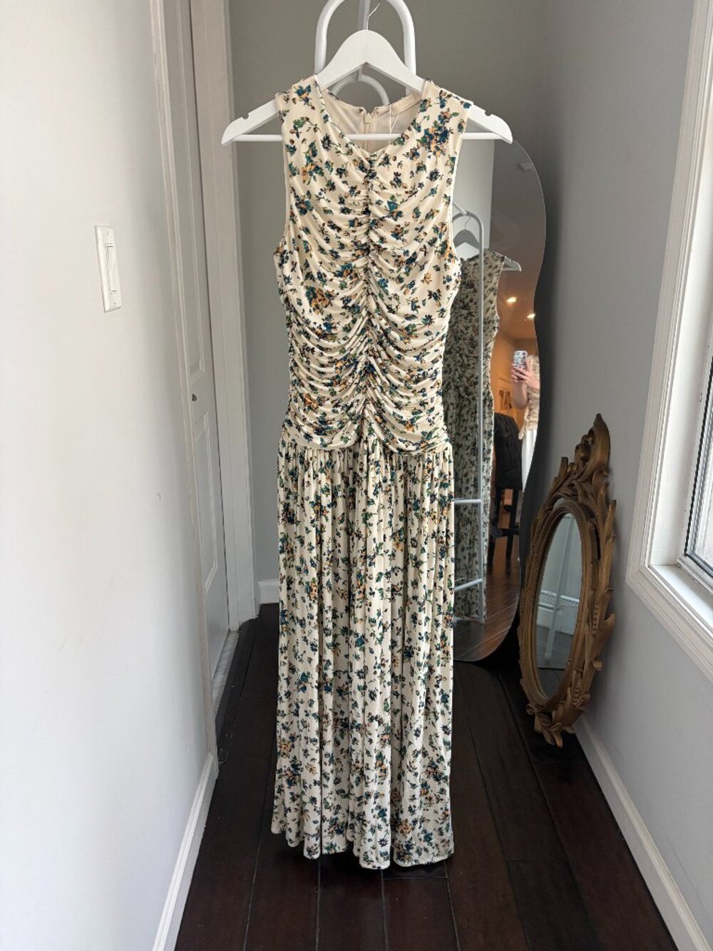 Ulla Johnson Elora Ruched Floral Jersey Midi Dress